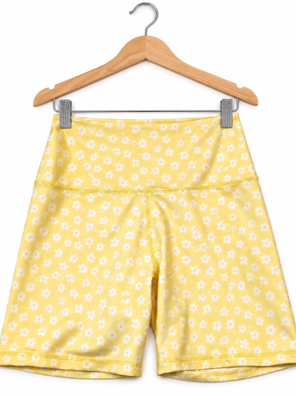 WILO Women's Yellow Floral High-Waist Bike Shorts Sz: M